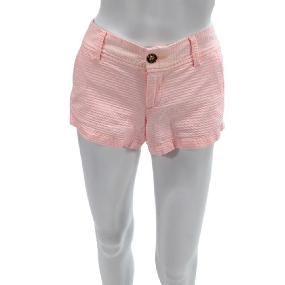Lilly Pulitzer Womens Pink Striped Cotton Hot Pants Button Size 2